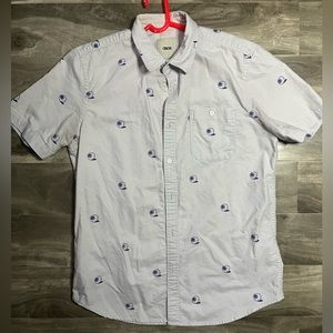Eyeball print button down shirt mens medium